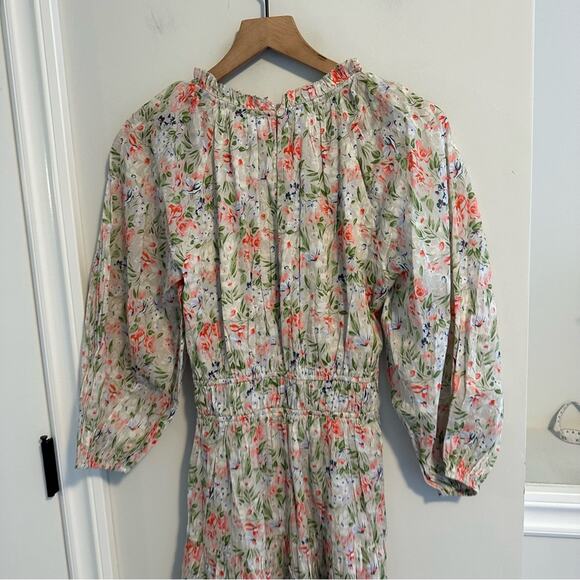 NWT THE GREAT. Gray Cotton Floral Maxi Dress 0 Small - Picture 9 of 15